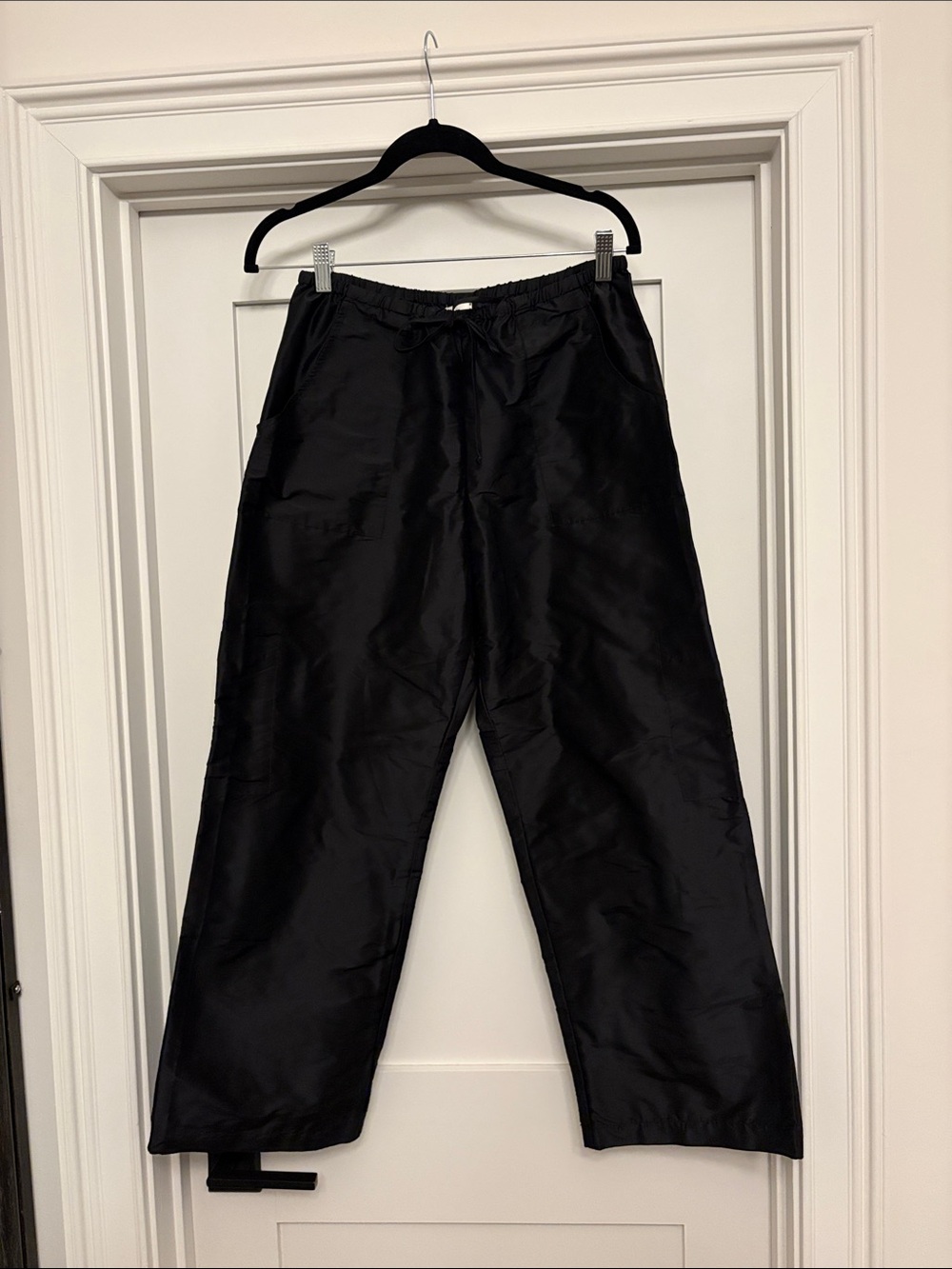 DONNI. 100% Silk Black Cargo Pants